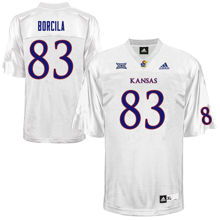 Men #83 Jacob Borcila Kansas Jayhawks College Football Jerseys Sale-White